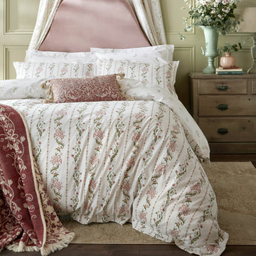 Historic Royal Palaces Waistcoat Stripe Duvet Cover Set - Clay Pink