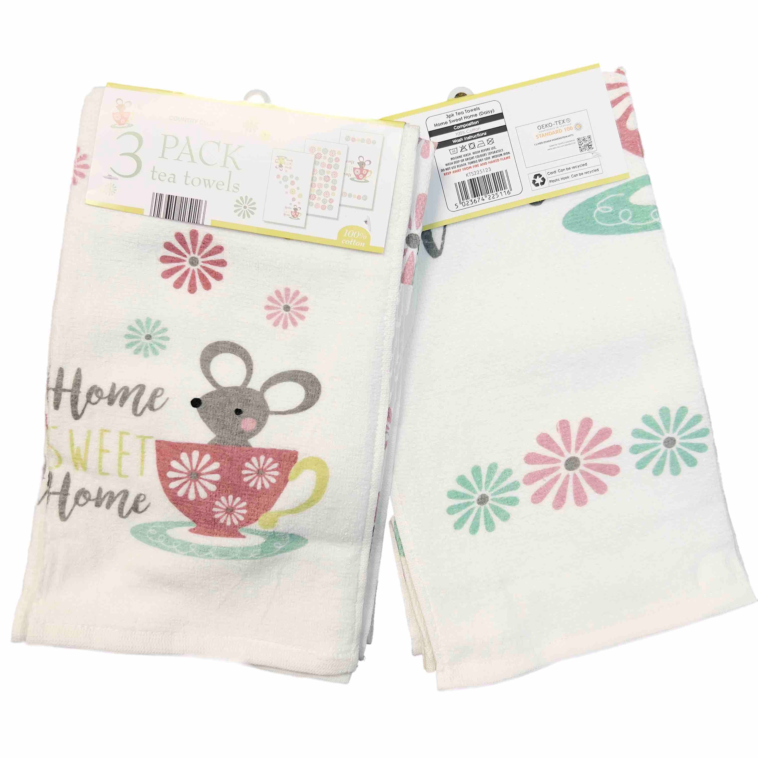 Home Sweet Home Daisy Tea Towels (3 Pack)