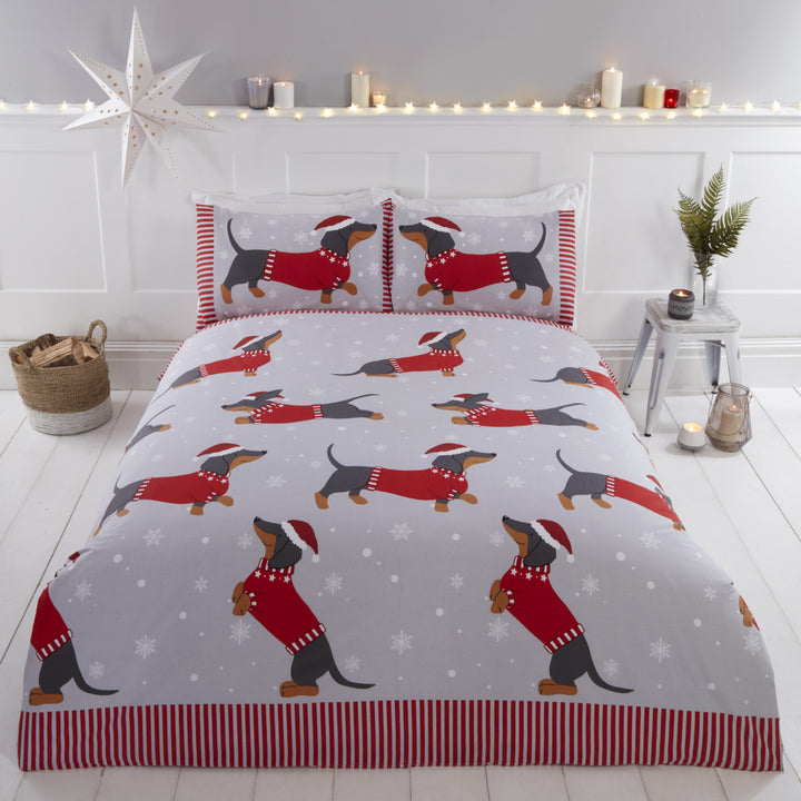 Dachshund Through The Snow Duvet Set - Williamsons Factory Shop