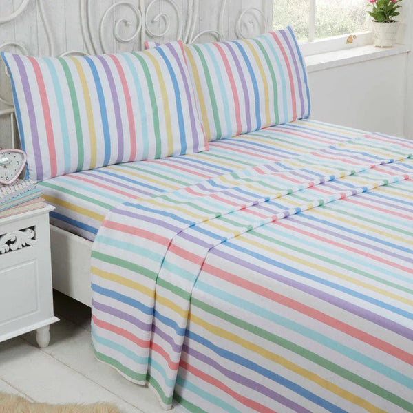 Candy Stripe Brushed Cotton Sheet Set - Multi
