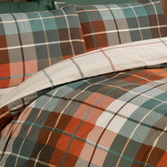 Lomond Check Brushed Cotton Duvet Set - Terracotta