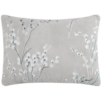 Laura Ashley Pussy Willow Embroidered Cushion - Steel