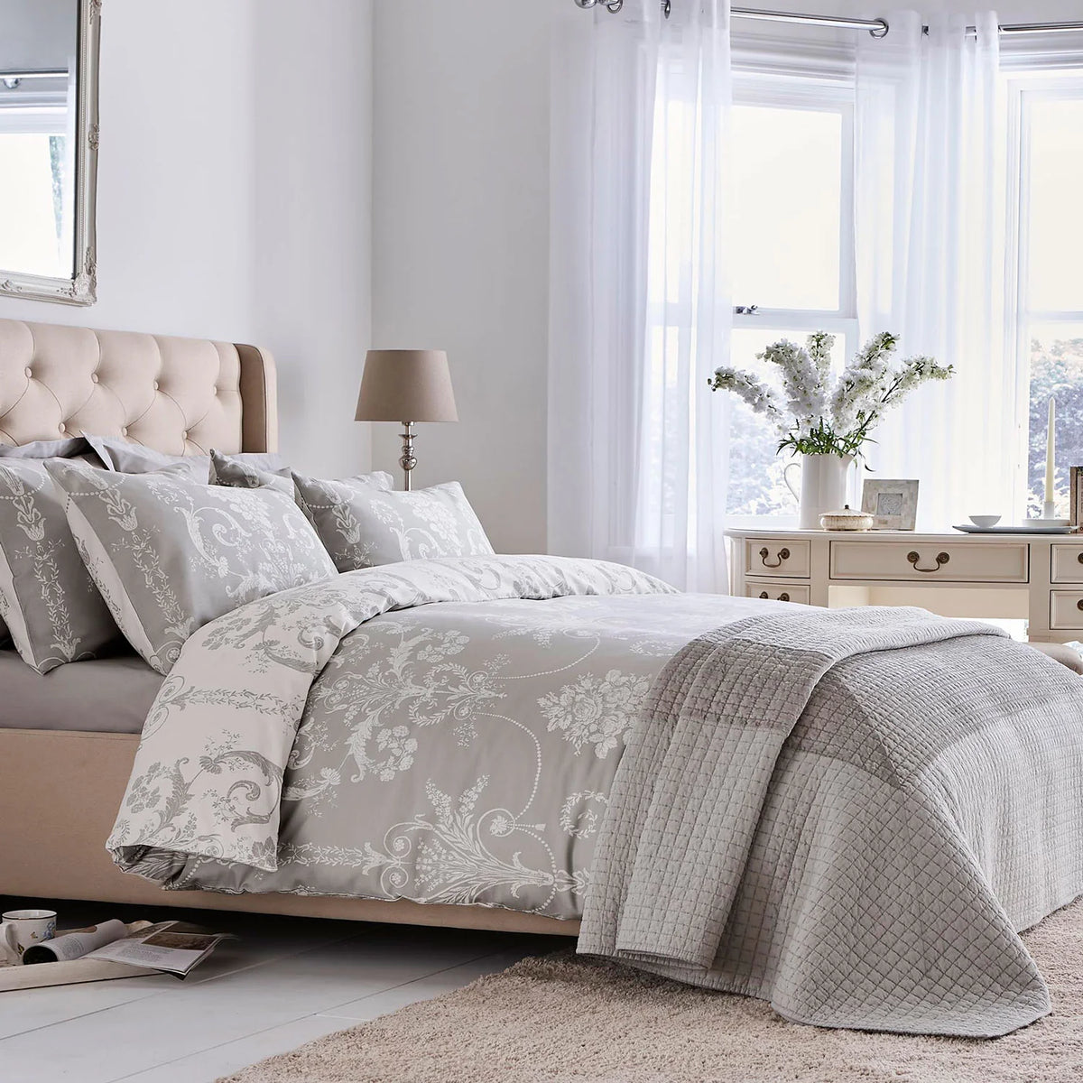 Laura Ashley Josette Duvet Cover Set - Dove Grey - Williamsons Home