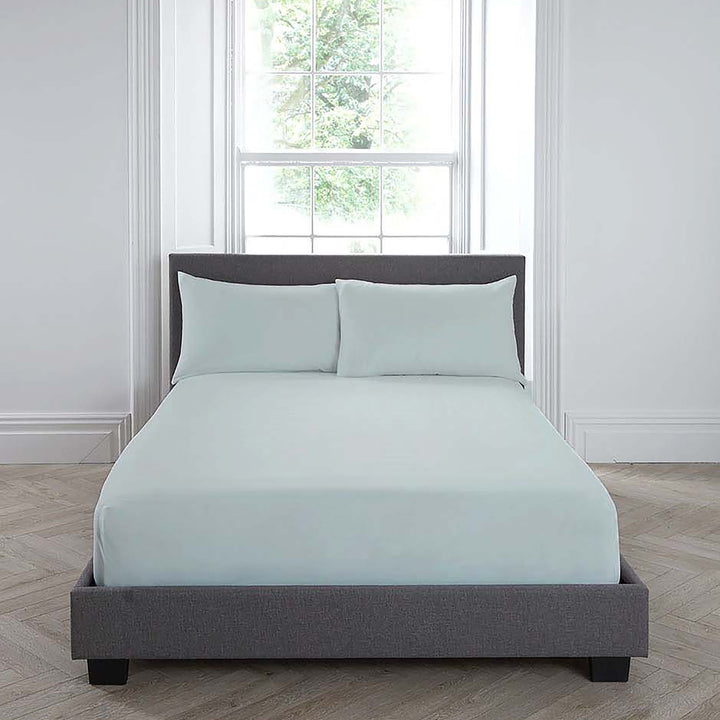 Serene Plain Dyed Fitted Bed Sheet (32cm) - Duck Egg - Williamsons Factory Shop