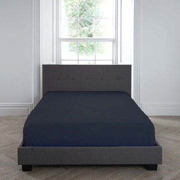 Serene Plain Dyed Fitted Bed Sheet (32cm) - Navy