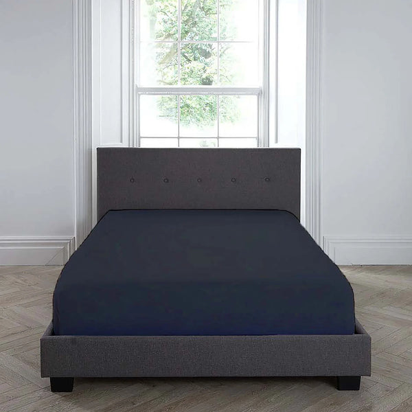 Serene Plain Dyed Fitted Bed Sheet (32cm) - Navy - Williamsons Factory Shop
