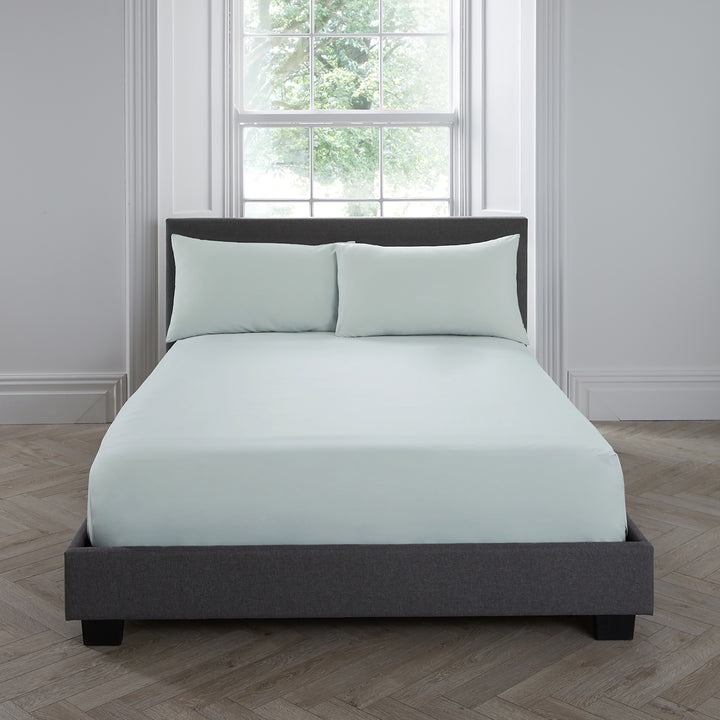 Serene Plain Dyed Fitted Bed Sheet (32cm) - Green - Williamsons Factory Shop