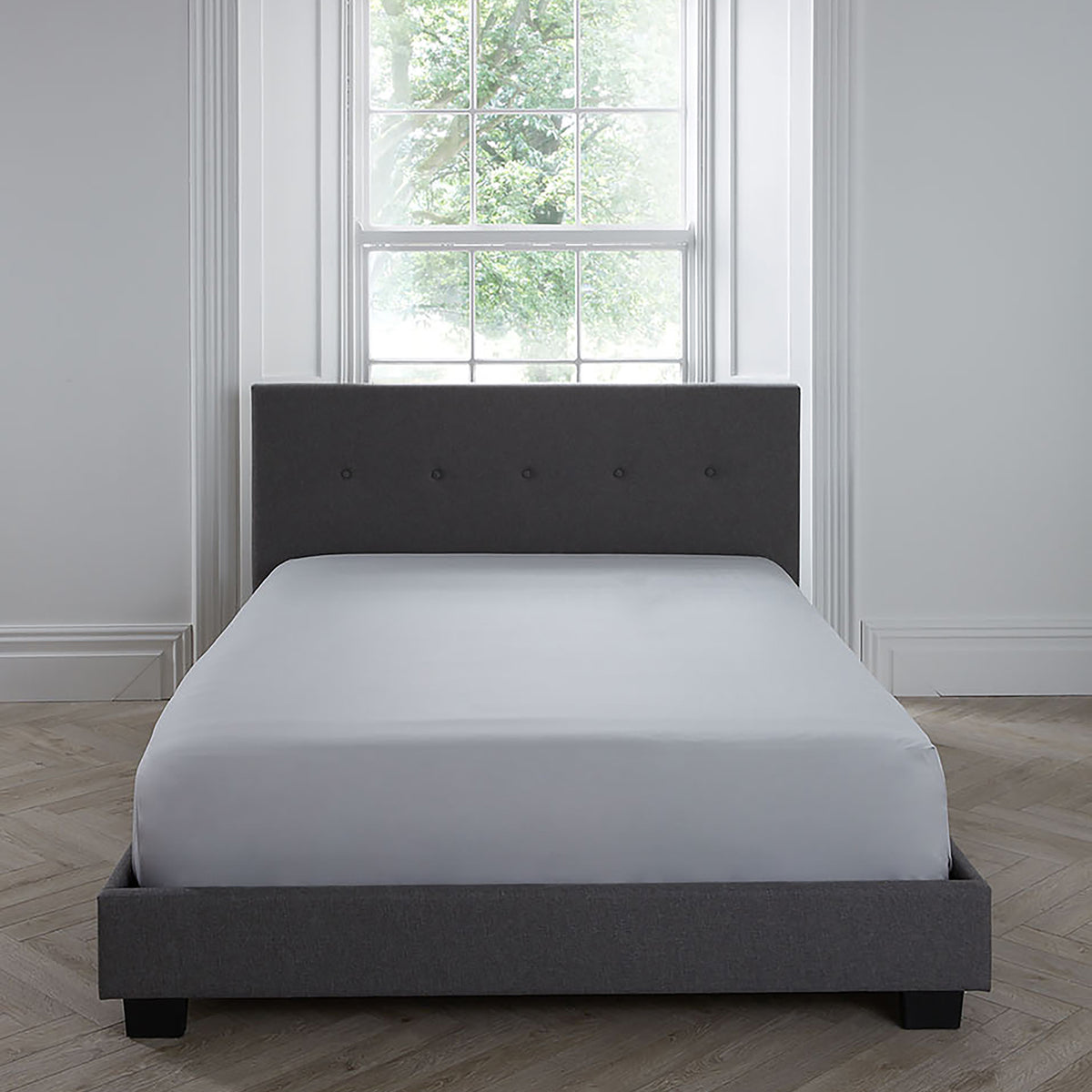 Serene Plain Dyed Fitted Bed Sheet (32cm) - Silver