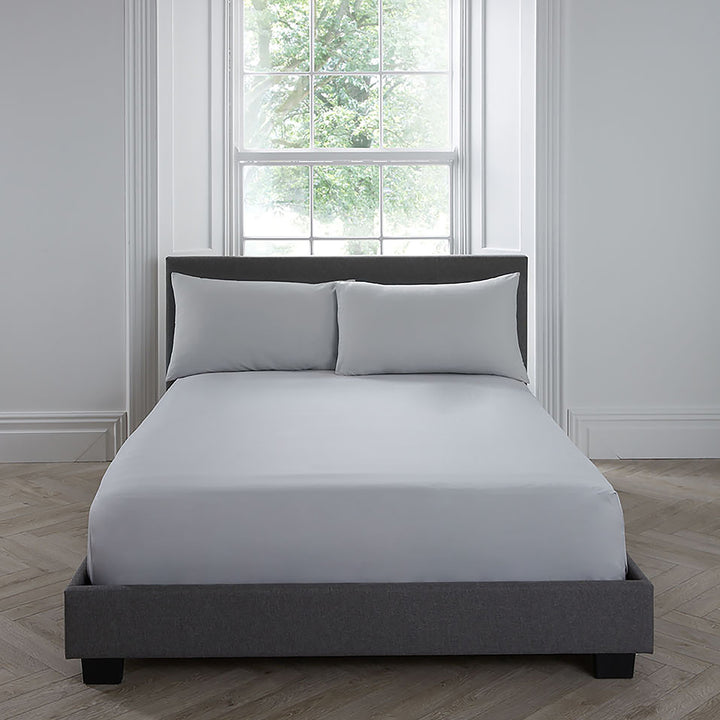 Serene Plain Dyed Fitted Bed Sheet (32cm) - Silver - Williamsons Factory Shop