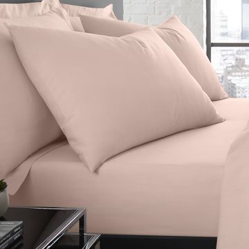 Serene Plain Dyed Pair of Housewife Pillowcases - Blush