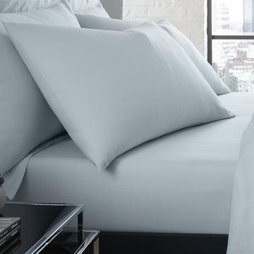 Serene Plain Dyed Pair of Housewife Pillowcases - Duck Egg