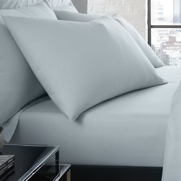 Serene Plain Dyed Pair of Housewife Pillowcases - Duck Egg - Williamsons Factory Shop