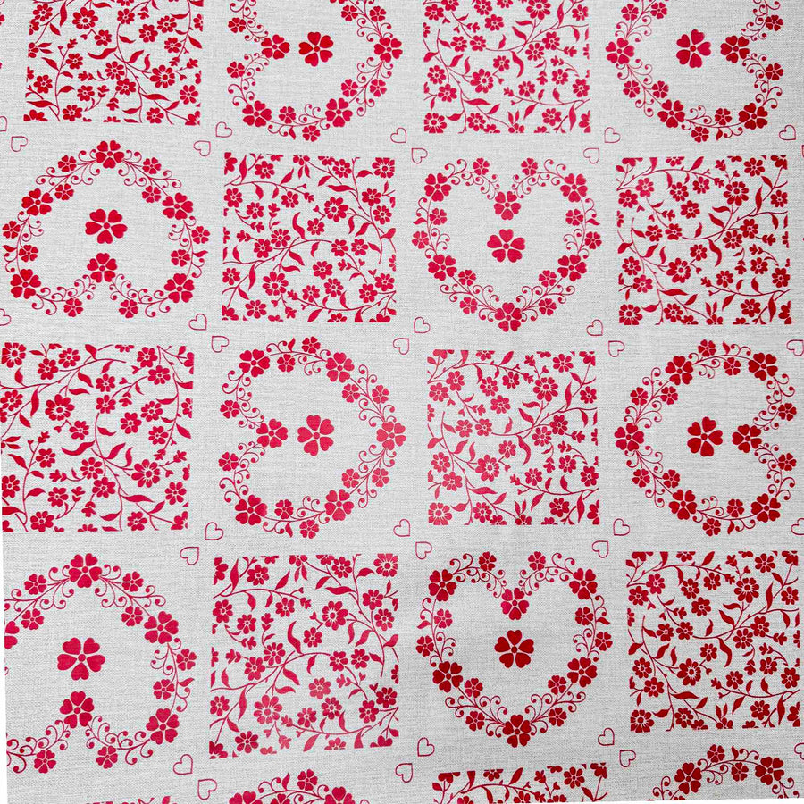 Red Hearts Patchwork Vinyl Oil Cloth