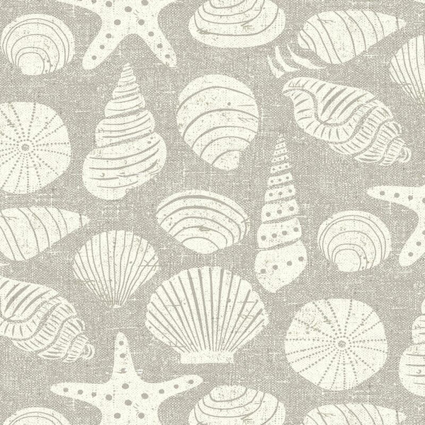 Sea Shells Grey PVC Coated Tablecloth