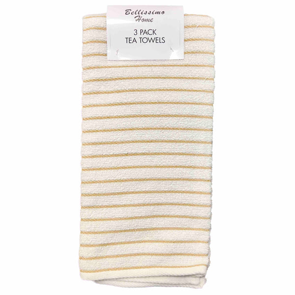Salcombe Stripe Tea Towels (3 Pack) - Natural