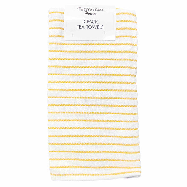 Salcombe Stripe Tea Towels (3 Pack) - Yellow