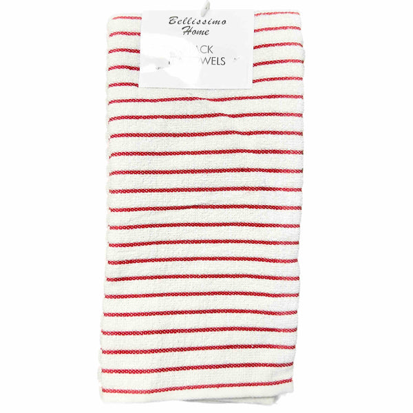 Salcombe Stripe Tea Towels (3 Pack) - Red