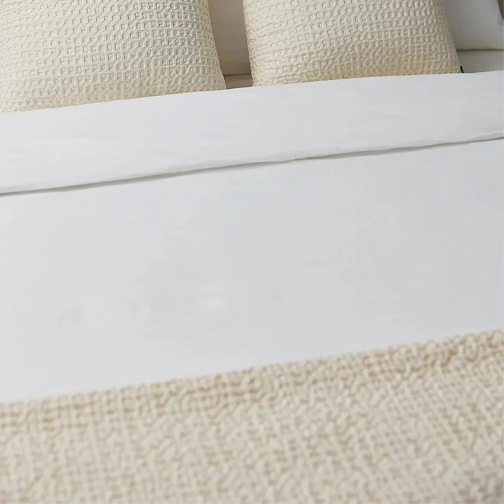 Santa Luzia Waffle Bedspread - Natural - Williamsons Factory Shop