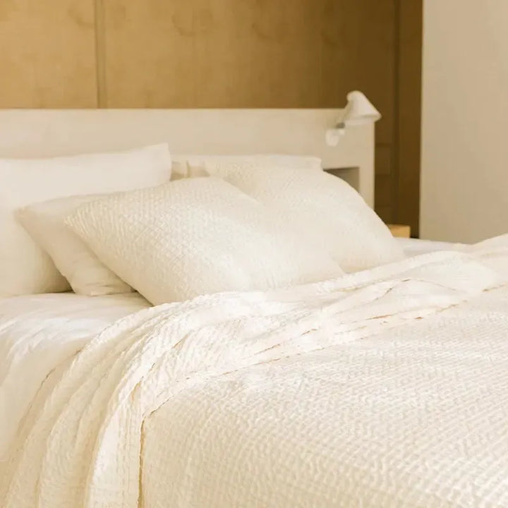 Santa Luzia Waffle Bedspread - Natural - Williamsons Factory Shop