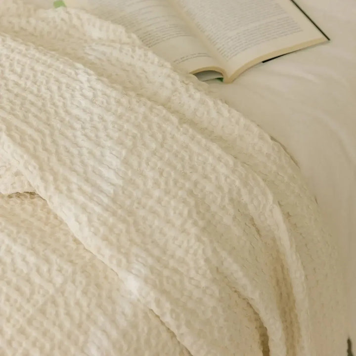 Santa Luzia Waffle Bedspread - Natural - Williamsons Factory Shop