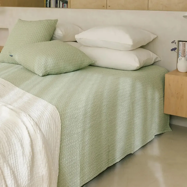 Santa Luzia Waffle Bedspread - Khaki Green - Williamsons Factory Shop