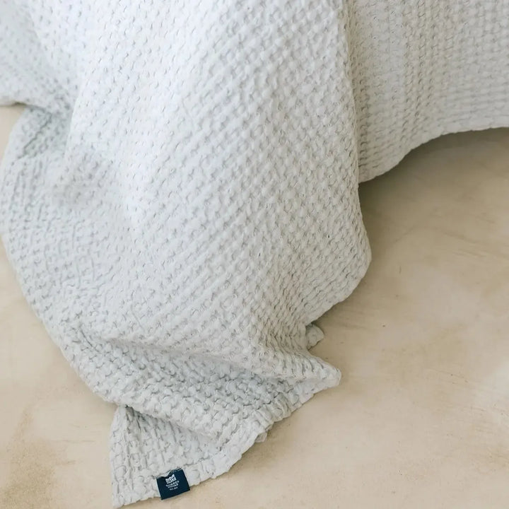 Santa Luzia Waffle Bedspread - Silver Grey - Williamsons Factory Shop