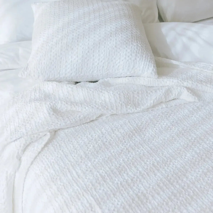 Santa Luzia Waffle Bedspread - White - Williamsons Factory Shop
