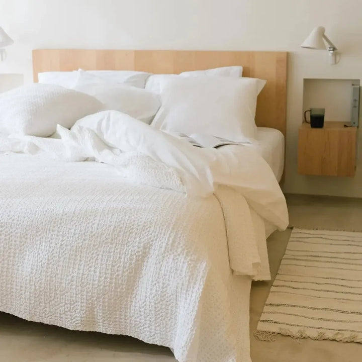 Santa Luzia Waffle Bedspread - White - Williamsons Factory Shop
