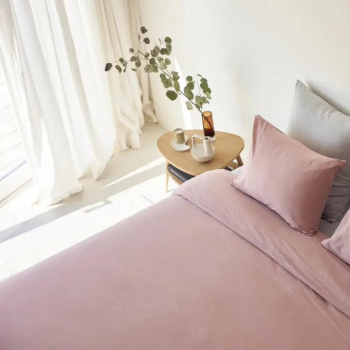 Tavira Washed Cotton Duvet Cover - Pink - Williamsons Factory Shop