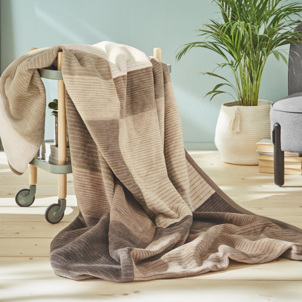 Ibena Granada Luxury Blanket - Beige & Brown