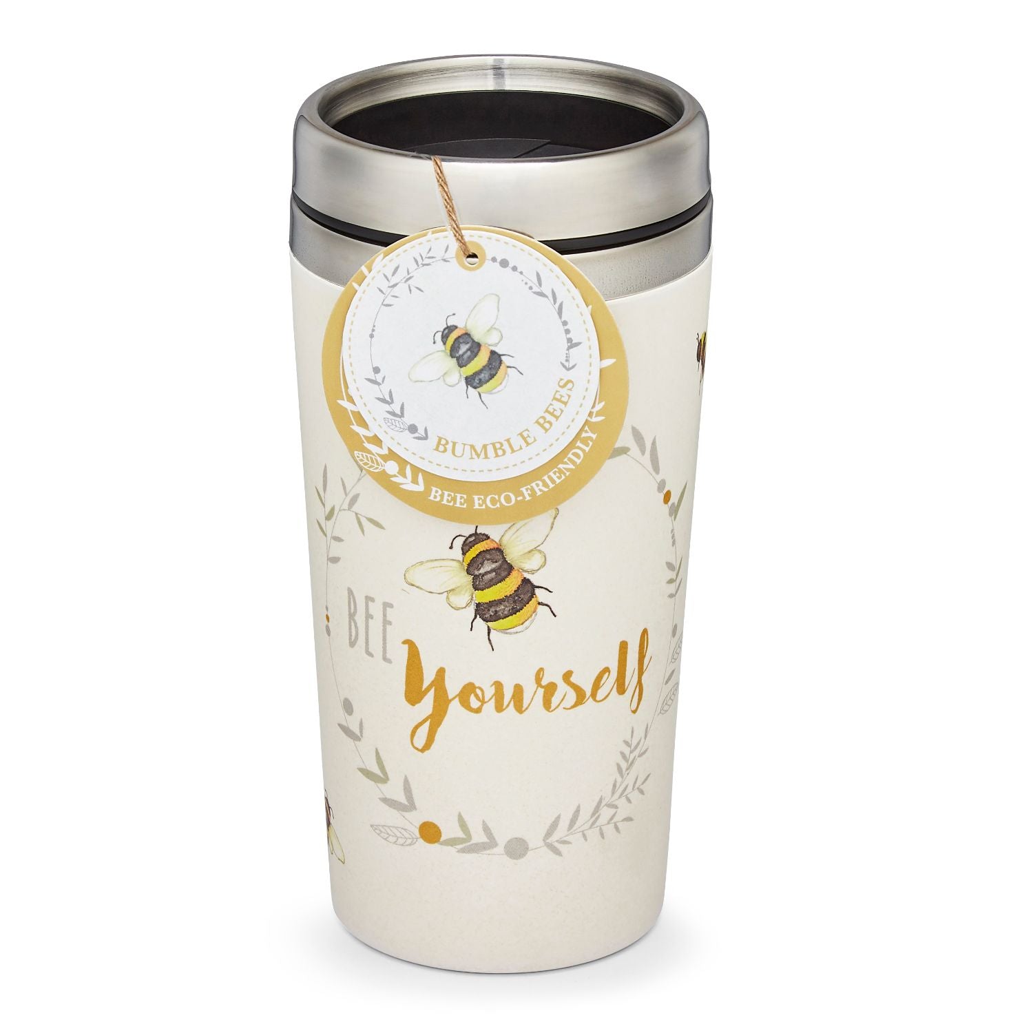 Bumble Bees Stainless Steel Bamboo Travel Mug
