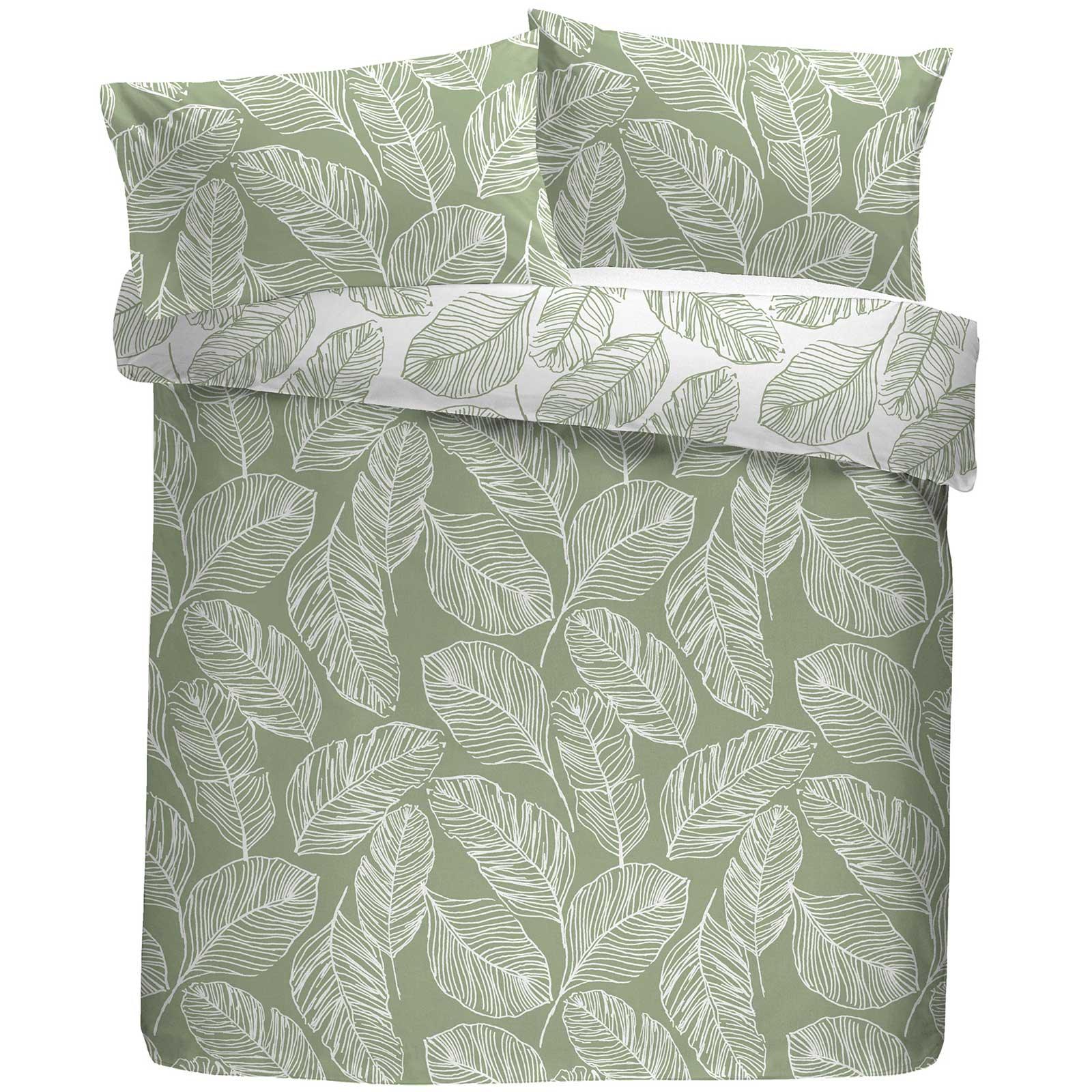 Matteo Palm Leaf Print Duvet Cover Set - Green