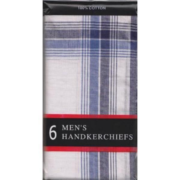 6 Pack Mens Border Handkerchiefs - Williamsons Factory Shop