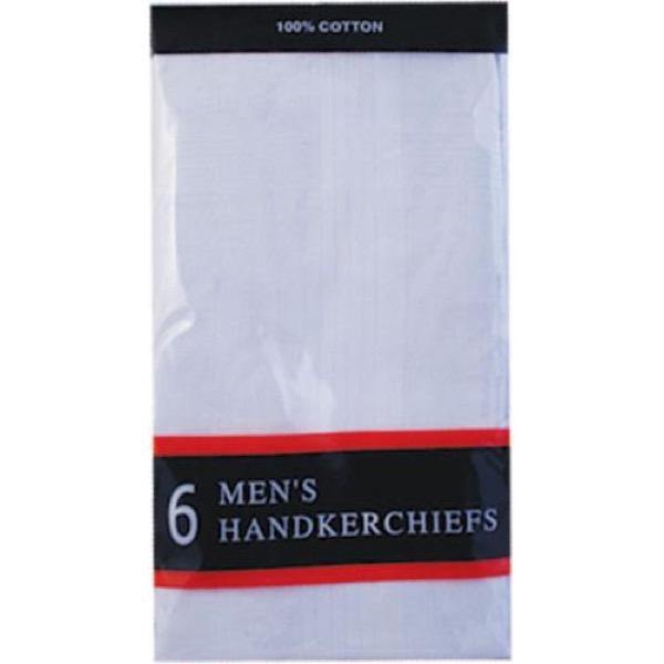 6 Pack Mens White Handkerchiefs-Williamsons Factory Shop
