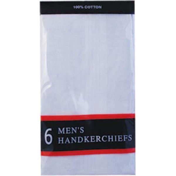 6 Pack Mens White Handkerchiefs - Williamsons Factory Shop