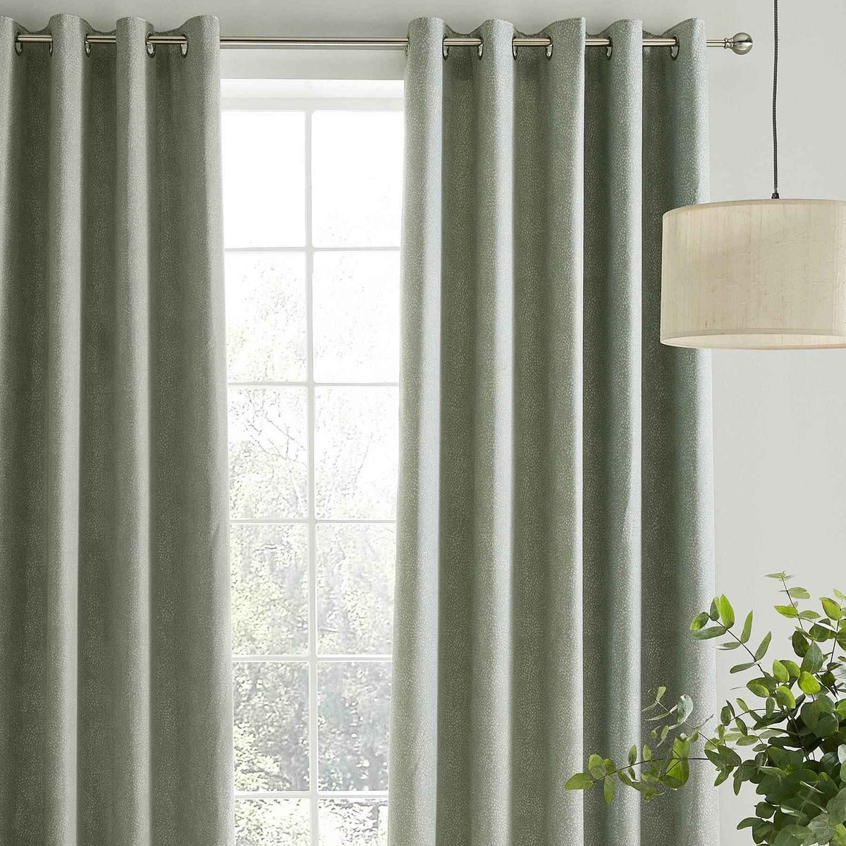Laura Ashley Alnwick Eyelet Curtains - Sage - Williamsons Home