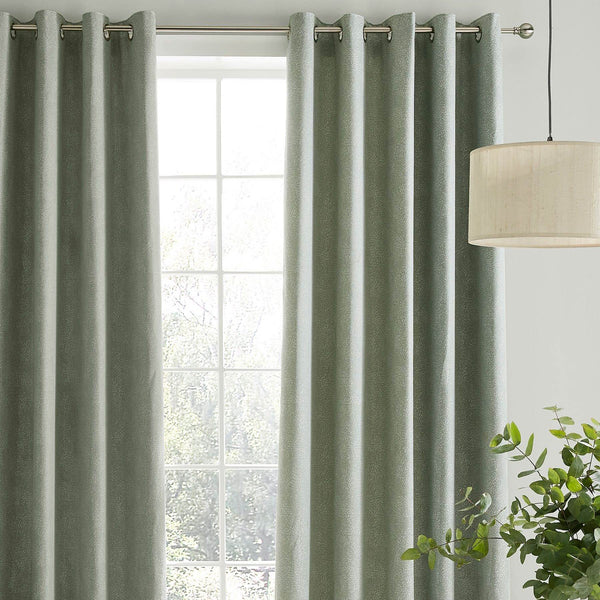 Laura Ashley Alnwick Eyelet Curtains - Sage - Williamsons Factory Shop