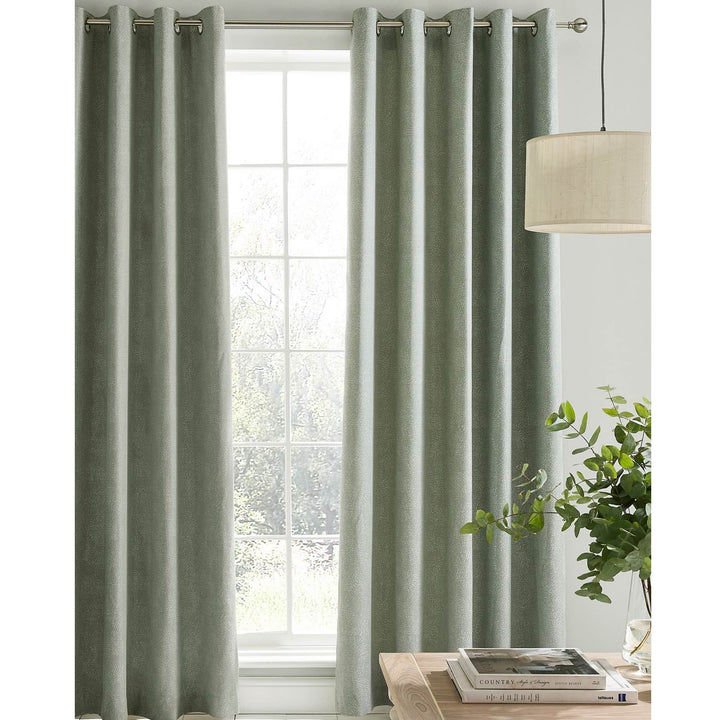 Laura Ashley Alnwick Eyelet Curtains - Sage - Williamsons Factory Shop
