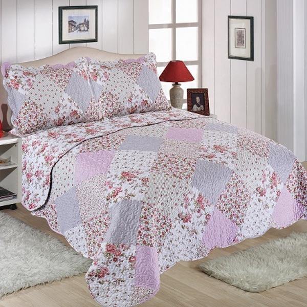 Amelia Quilted Patchwork Bedspread-Williamsons Factory Shop