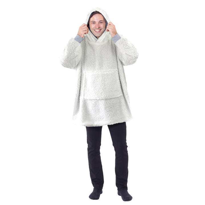 Eskimo Oversized Sherpa Hoodie Blanket - Grey - Williamsons Factory Shop