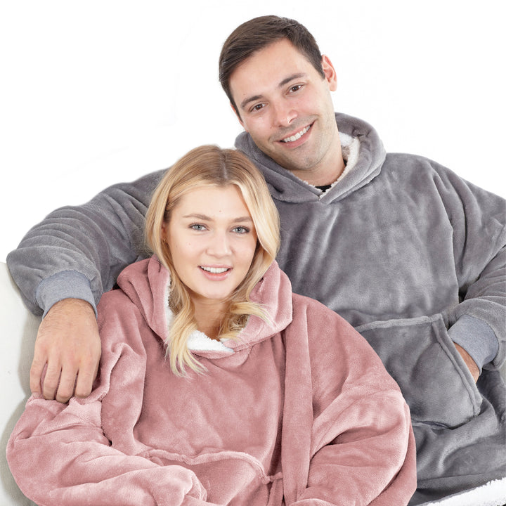 Eskimo Oversized Sherpa Hoodie Blanket - Pink - Williamsons Factory Shop