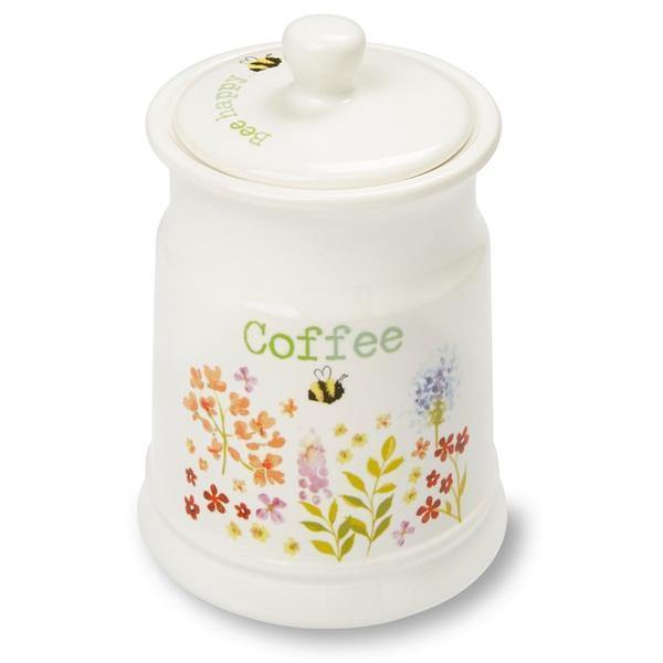 Bee Happy Ceramic Coffee Canister-Williamsons Factory Shop