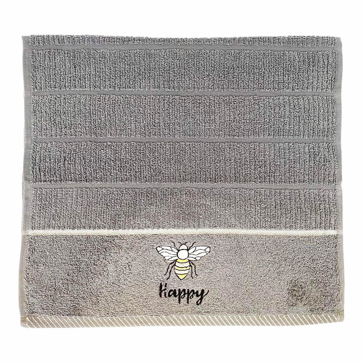 Bee Happy Kitchen Towel - Grey - Williamsons Factory Shop