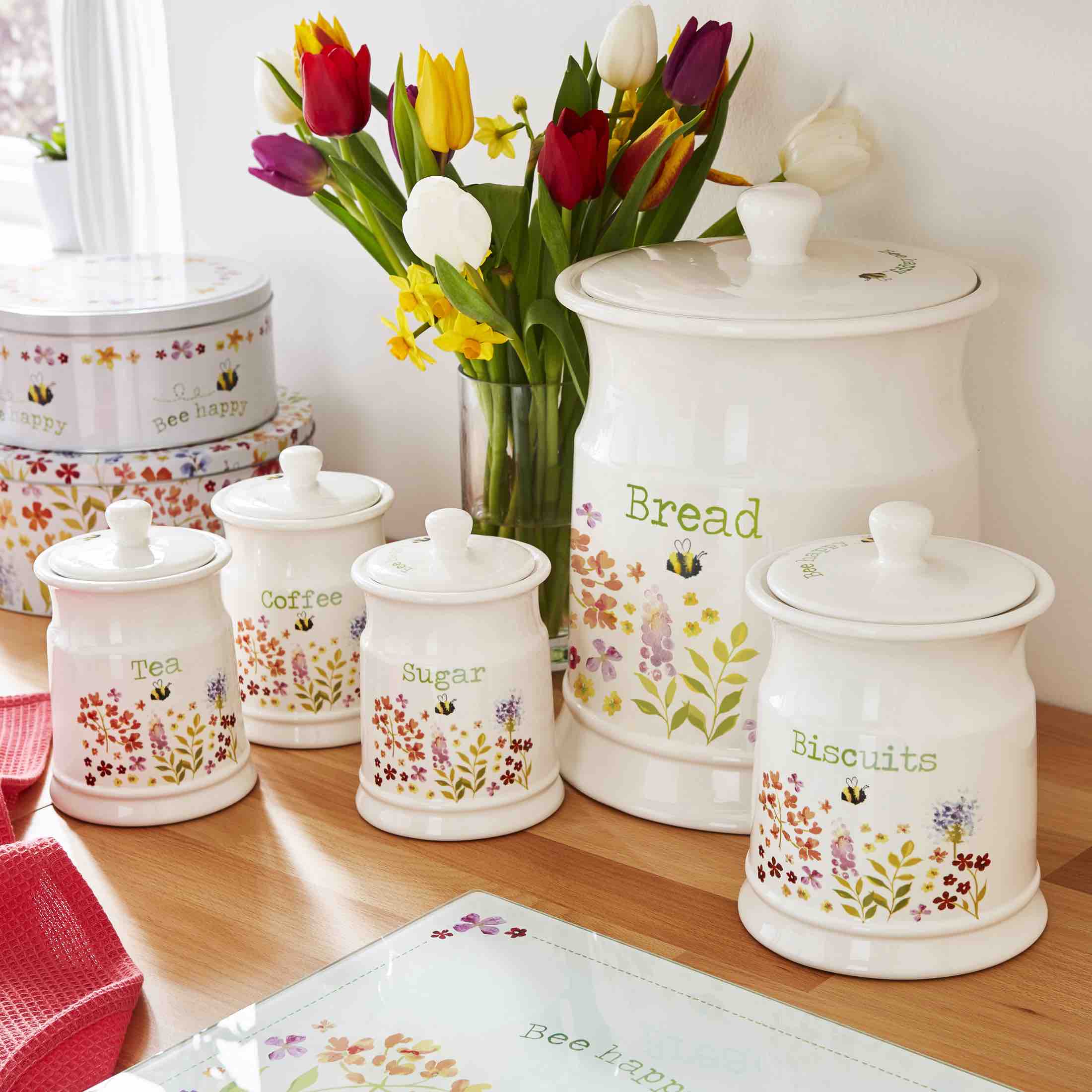 Bee Happy Ceramic Sugar Canister