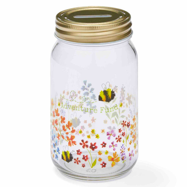 Bee Happy Glass Money Jar
