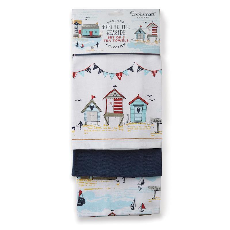 Beside The Seaside 3 Pack Tea Towels-Williamsons Factory Shop