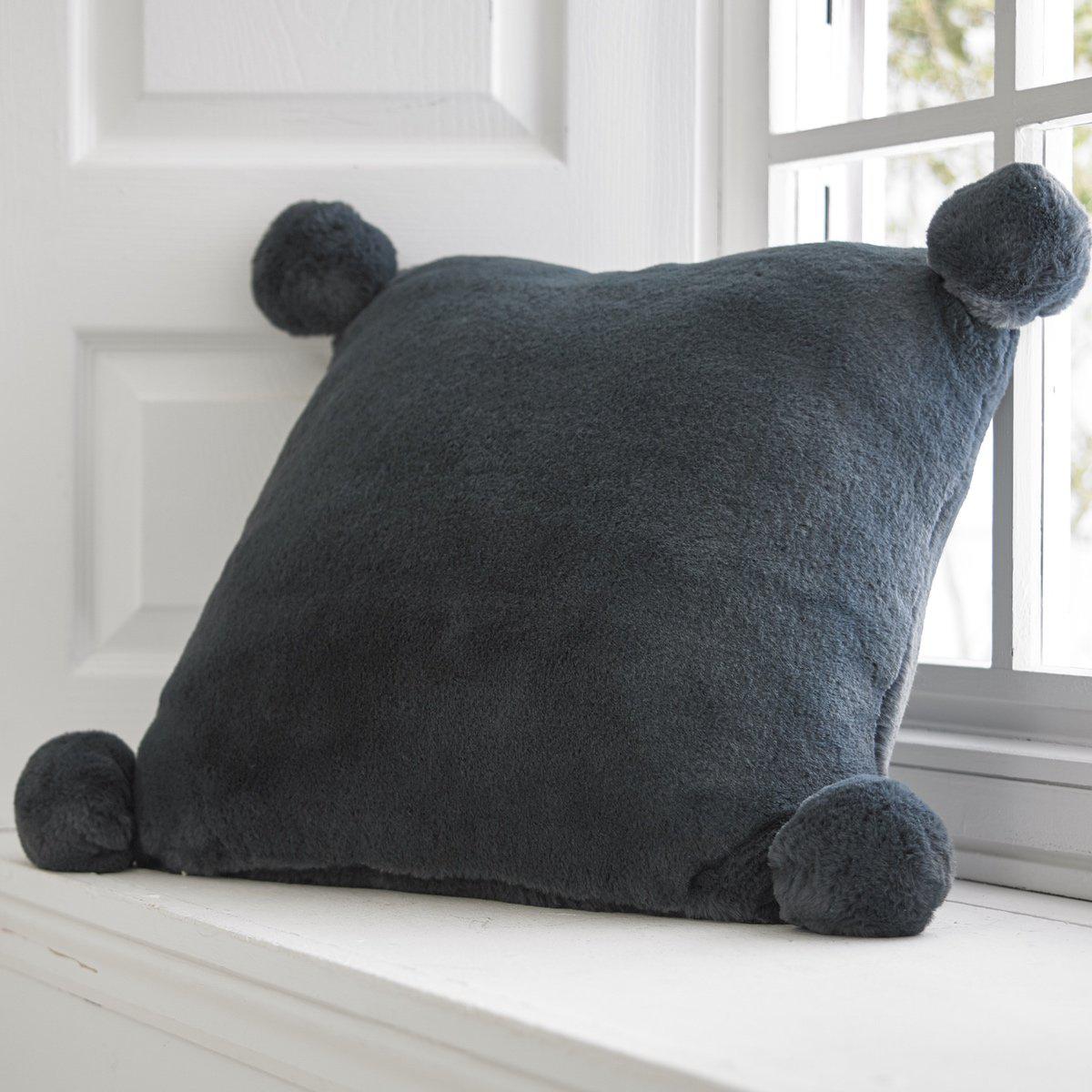 Bolingbroke Faux Fur Cushion - Charcoal - Williamsons Home