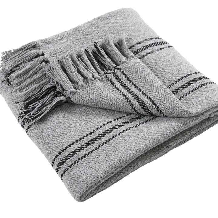 Drift Home Brinley Recycled Cotton Throw - Grey - Williamsons Factory Shop