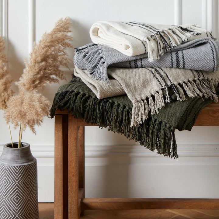 Drift Home Brinley Recycled Cotton Throw - Grey - Williamsons Factory Shop