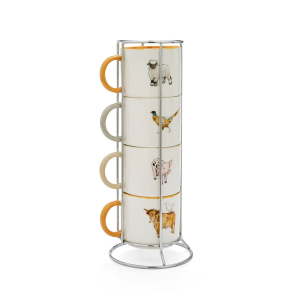 Buttercup Farm Set of 4 Stacking Mugs In Holder - Williamsons Factory Shop